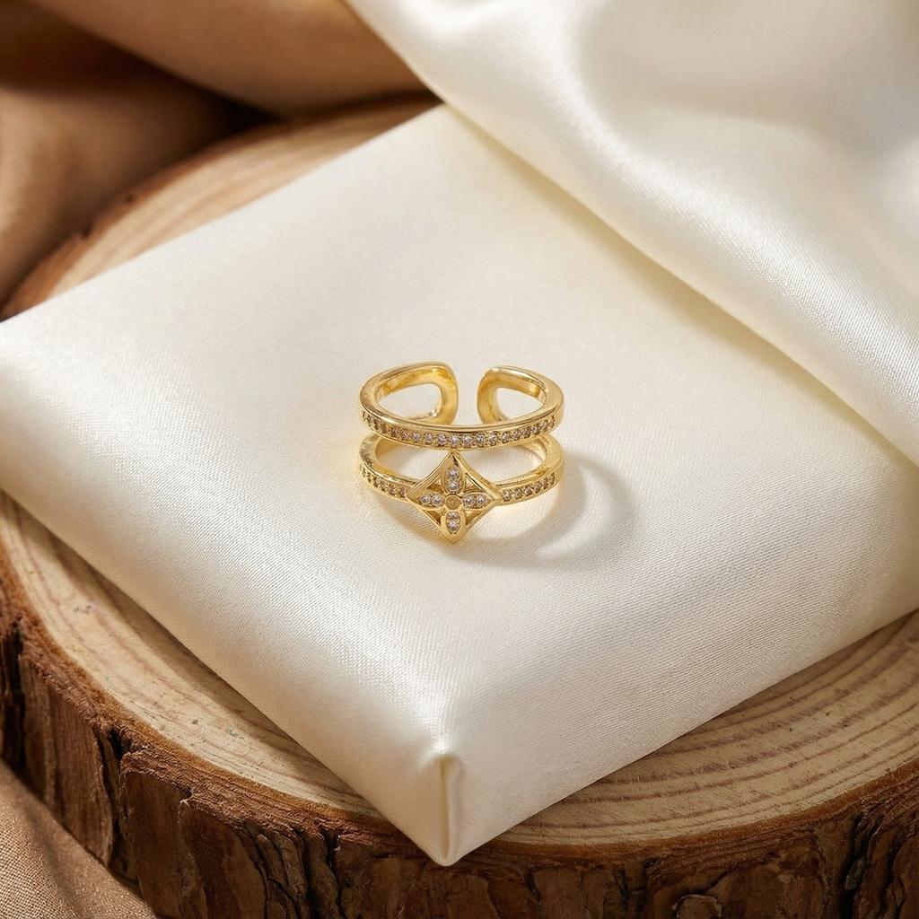 High-end Four-leaf Clover Open Ring Exquisite Workmanship Long-lasting Accessible Luxury Classy Versatile Open Ring