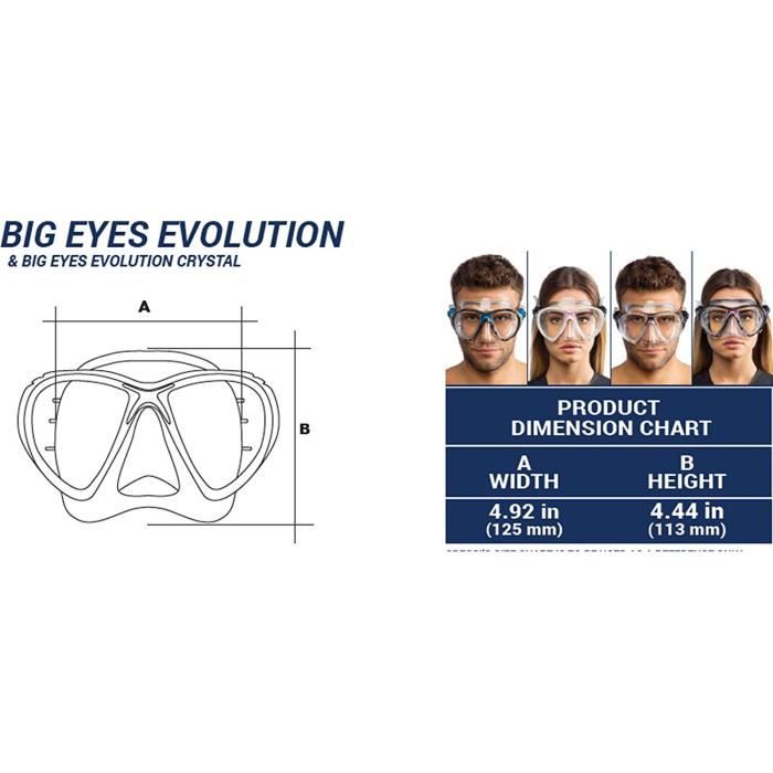 Cressi - masque de plongée sous marine pour adulte - big eyes evolution - noir (noir) - taille unique - ds336950