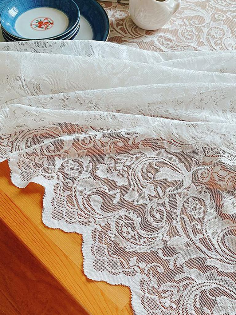 Weiße Spitzentischdecke für rechteckige Tische, Tischdecken im Vintage-Stil für Hochzeitsempfang, Babyparty, Geburtstagsfeier