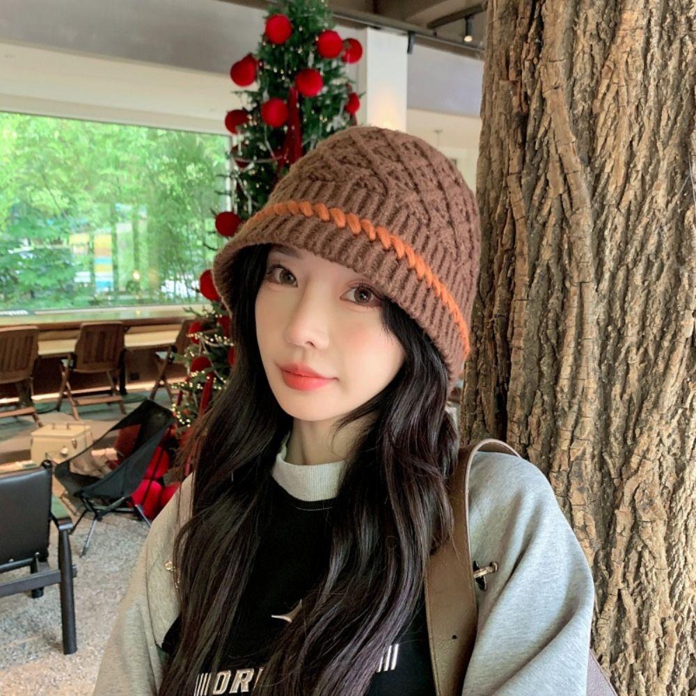 Bohemian Style Knitted Beanies Hat Thin Winter Weave Cap Sweet Crochet Pullover Hat  Autumn