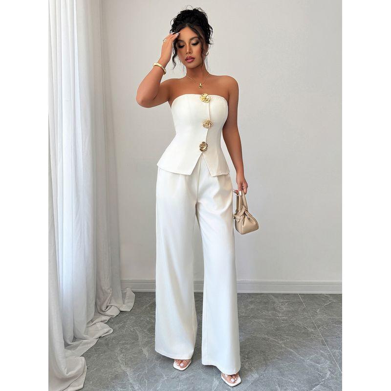 Western Style New Fashion Sexy Tube Top Top High Waist Wide Leg Pants Two-Piece Set Top and Pants Set