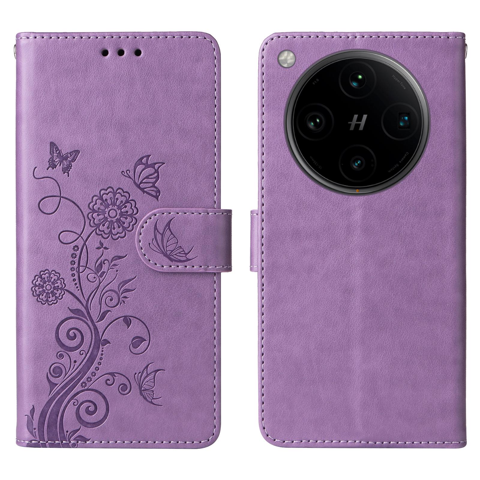 

For Oppo Find X8 Pro 5G Leather Case Butterfly Floral Imprint Wallet Stand Cover A