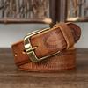Gürtel Herren Retro Persönlichkeit Erste Schicht Rindsleder Geschnitztes Leder Dornschließe Junge Leute Mode Jeans Freizeitgürtel