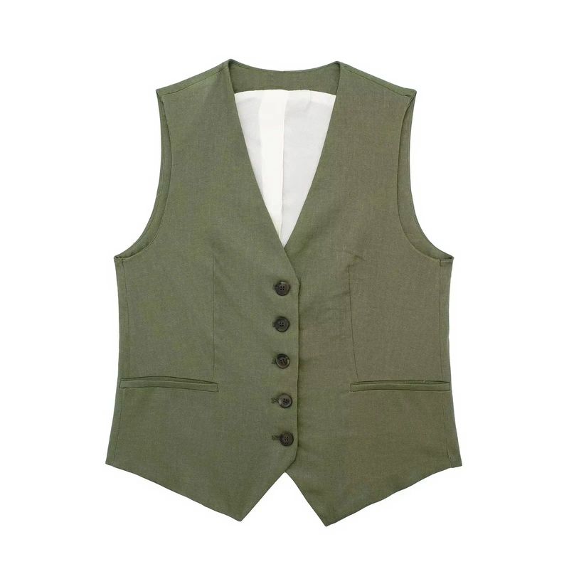 Single Brewed Vest Shorts Set Single Breasted V-neck Vest Vest Shorts Set