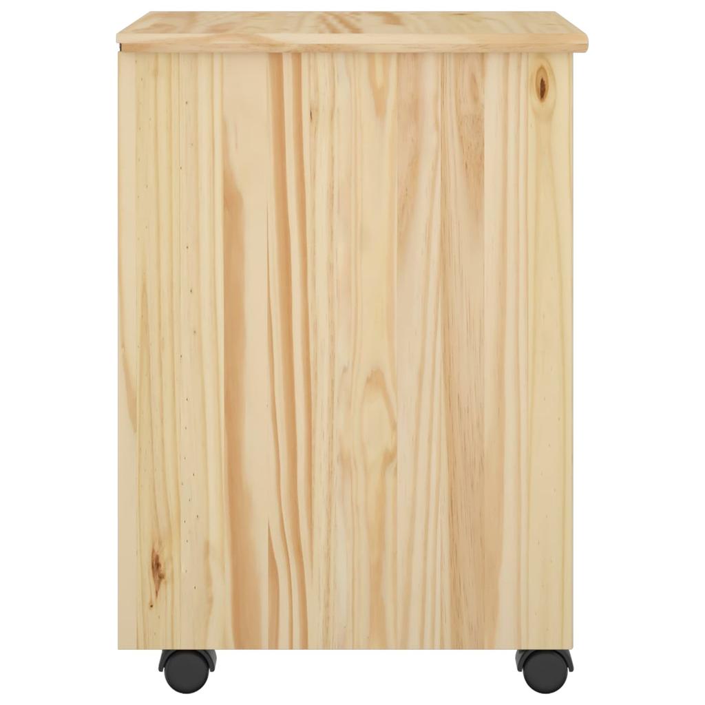 Mobile Storage Cabinet in Brown 34 x 39 x 56 cm Solid Pine Wood