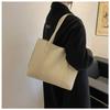 Simple Solid Color Large Capacity Tote Bag Casual Soft Leather Shoulder Bag for Women