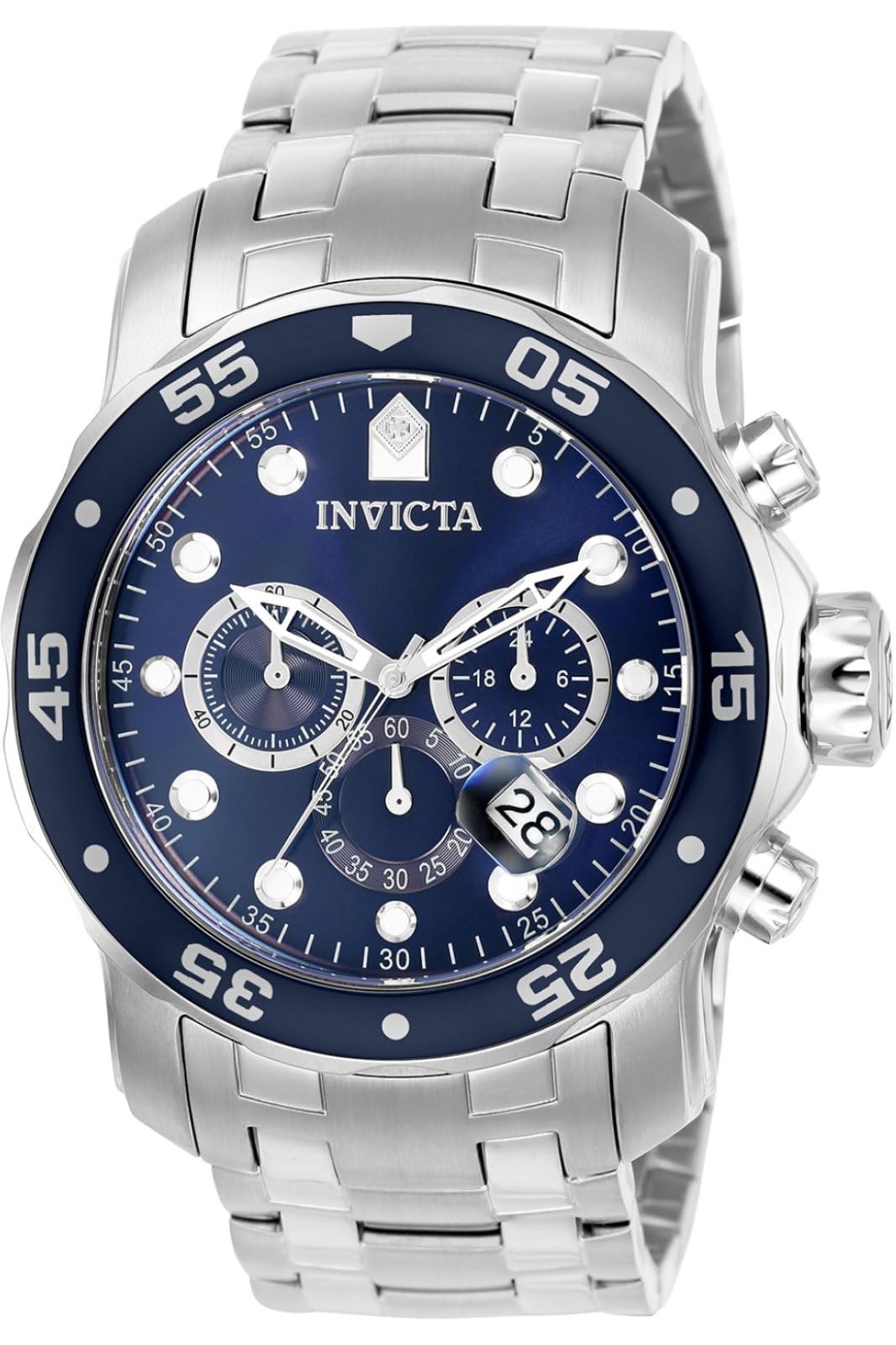 

Invicta Pro Diver 0070 Мужские 48 мм Серебристый Синий Циферблат серебряный