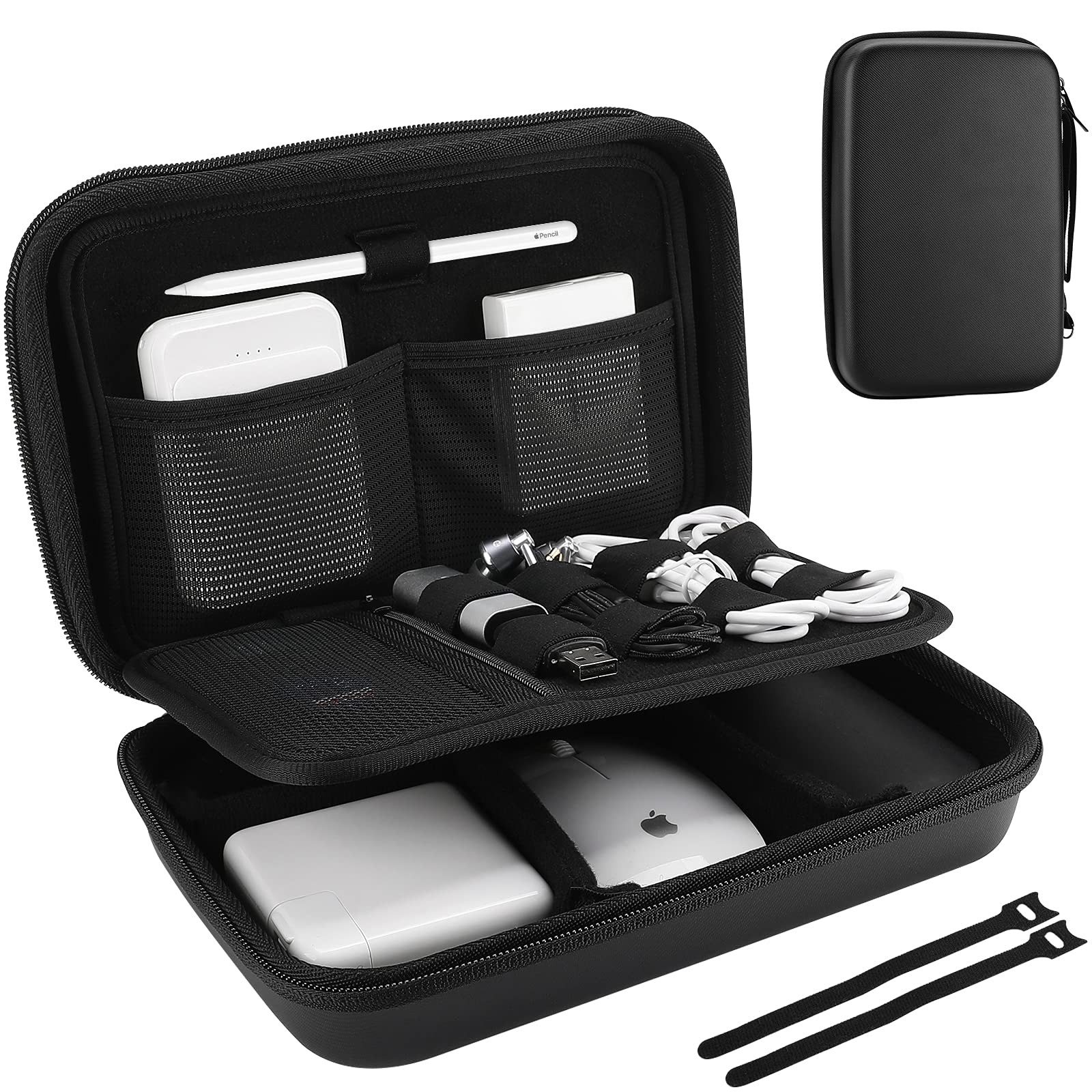 

ProCase Gadget Waterproof EVA Large Stores MacBook Magic Mouse USB Flash SD PC Peripheral Accessory Organizer Bag Black Pouch, Material, Capacity, чёрный