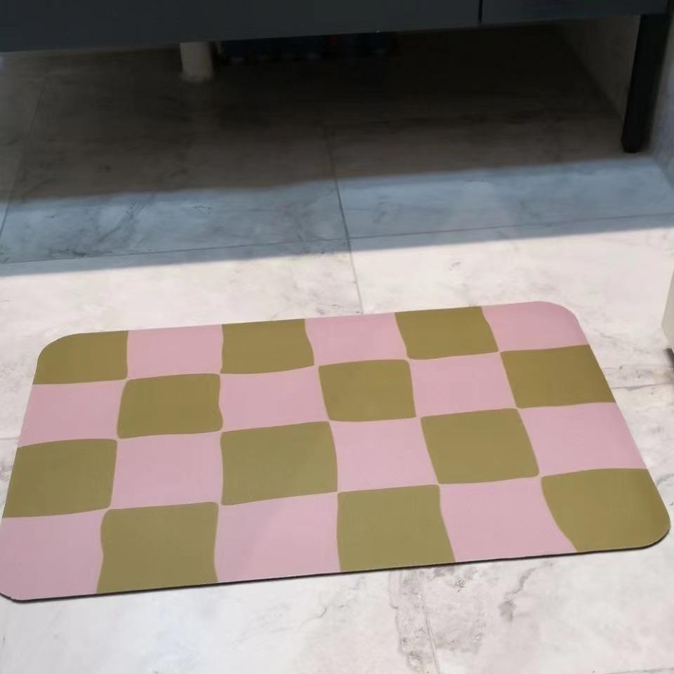 Creative Checkerboard Quick-drying Door Mat Modern Simple Diatom Mud Absorbent Mat Bathroom Toilet Non-slip Rug