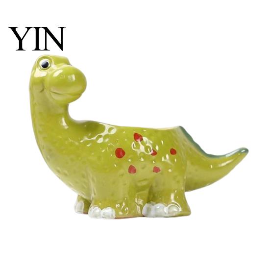 Stabiler Keramik-Sukkulenten-Übertopf Dinosaurier-Topf, Cartoon-Blumentopf mit Drainageloch, Niedlich Klein für Fensterbank Dino-Pflanze Sukkulenten,