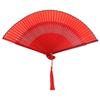 Vintage Handheld Folding Fan Dance Performance Fan Craft Hollow Folding Fan (Red Framework and Face Fan) Red