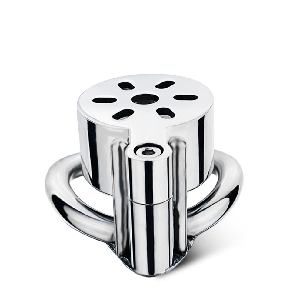 Bærbart rustfritt stål CB-lås Cock Ring Penis Cage Mannlig kyskhetsbelte Sexleketøy Ball Båre Slave BDSM