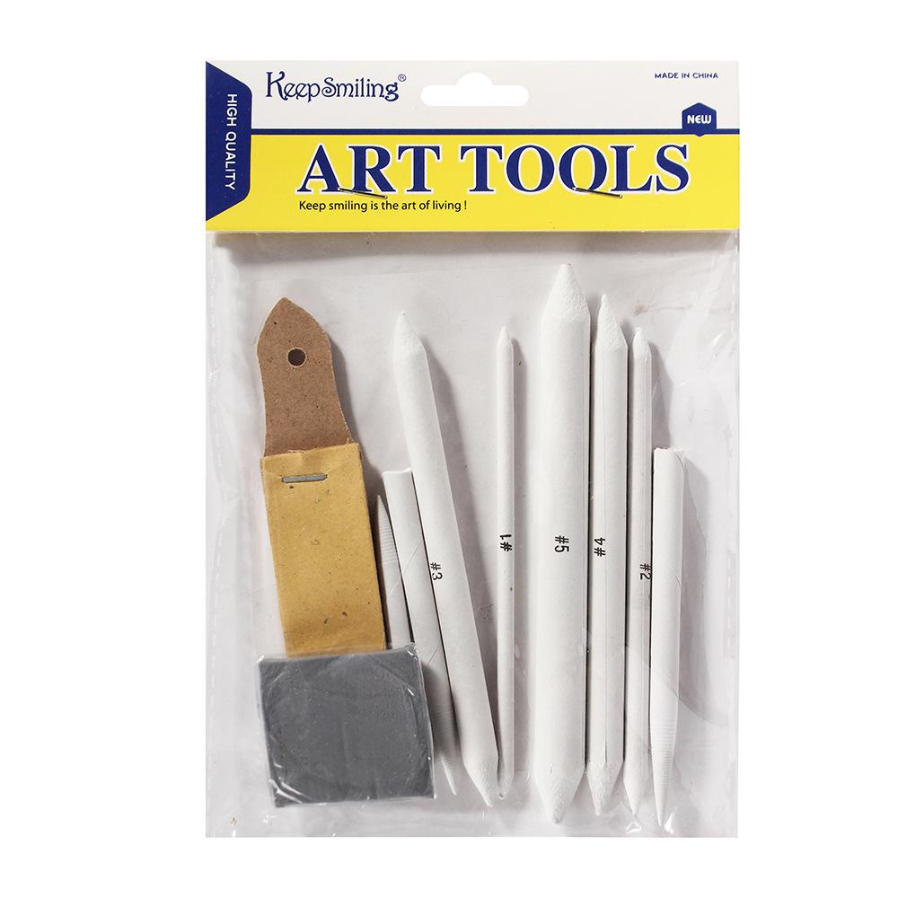 Sketch & Drawing Blending Set: 6-Piece Newsprint Stumps, Correction Pen, Blending Brush, Art Supplies.
