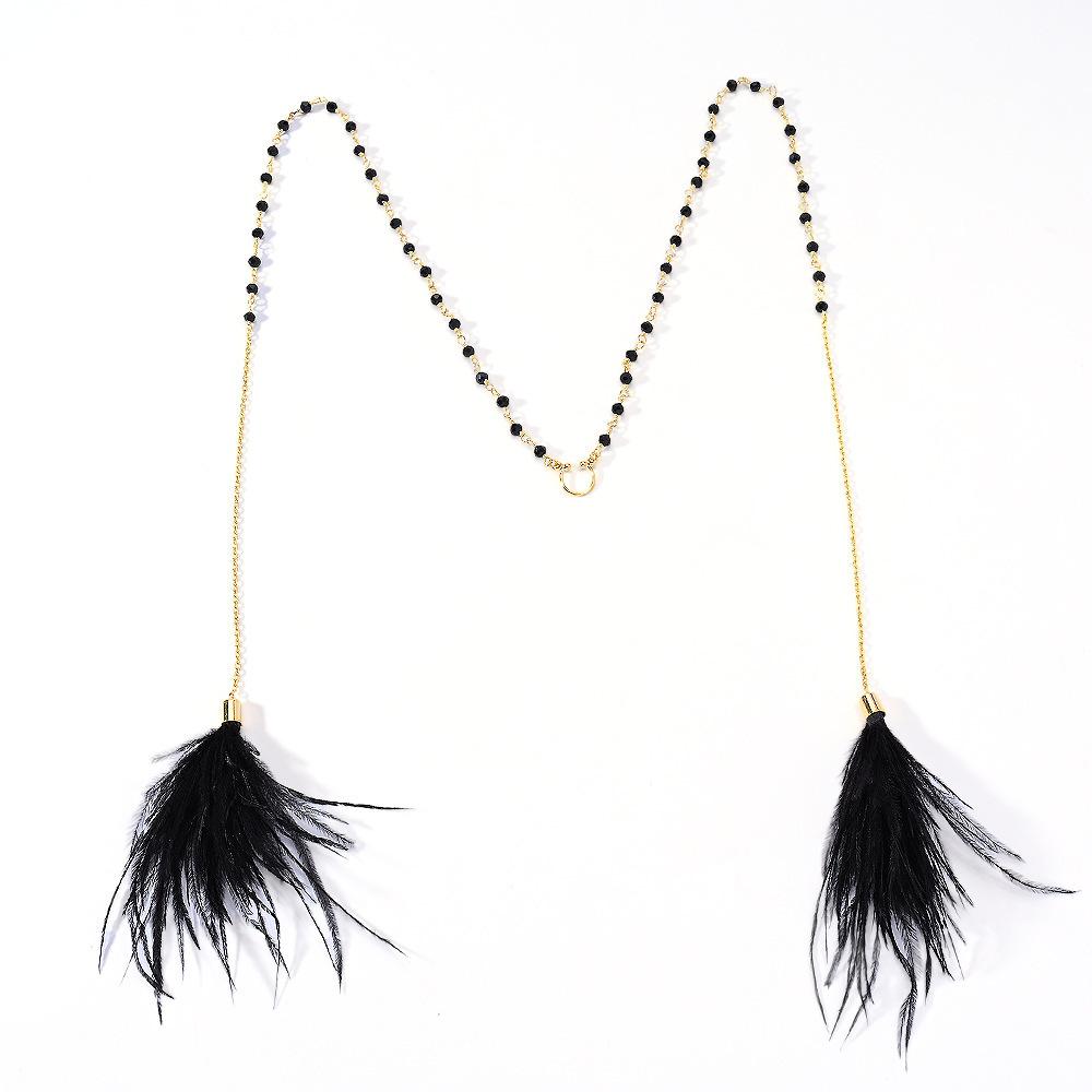 

Boho Feather Tassel Face Chain, Sparkly Crystal Mask Vein Eyewear Chain, Festival Party Hair & Face Accessories for Women 1 Piece pack