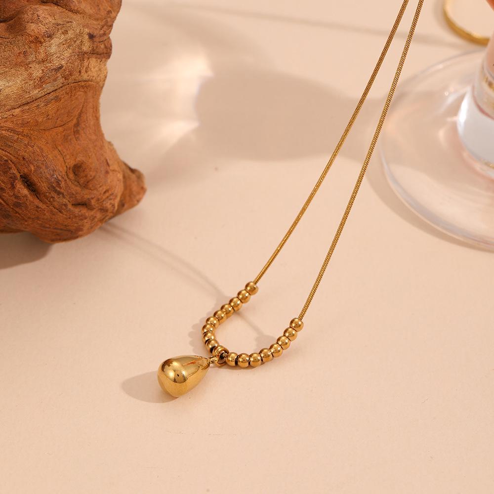 18K Gold Plated Retro Water Drop Pendant Necklace with Snake Chain