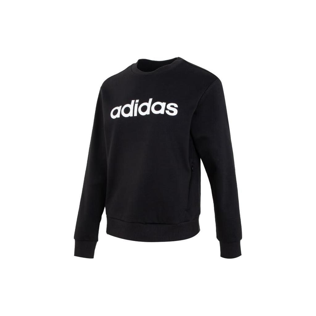 Adidas Color Block Letter Print Casual Crew Neck Long Sleeve Sweatshirt Women tops Black JJ0427