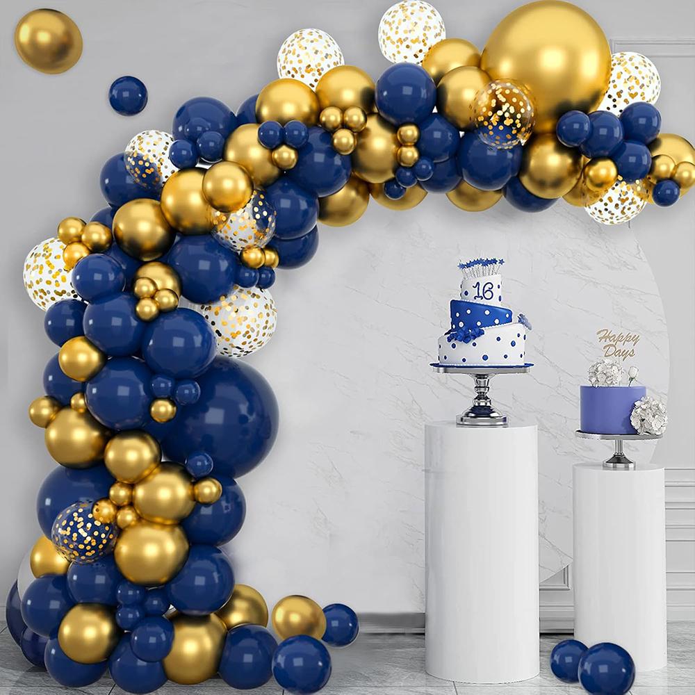 Navy Blue Balloons Garland Kit Blue Gold Confetti Balloon Arch Graduation Baby Shower Wedding Birthday Party Decoration Globos