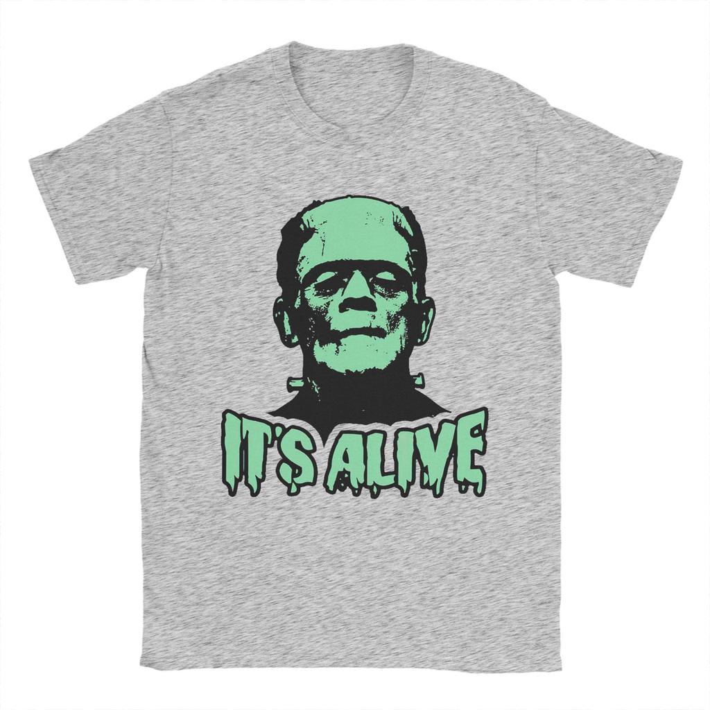 Novelty Frankenstein Monsters Horror Movie T-Shirt Men's Cotton Short Sleeve  Round Neck Summer Top Tee