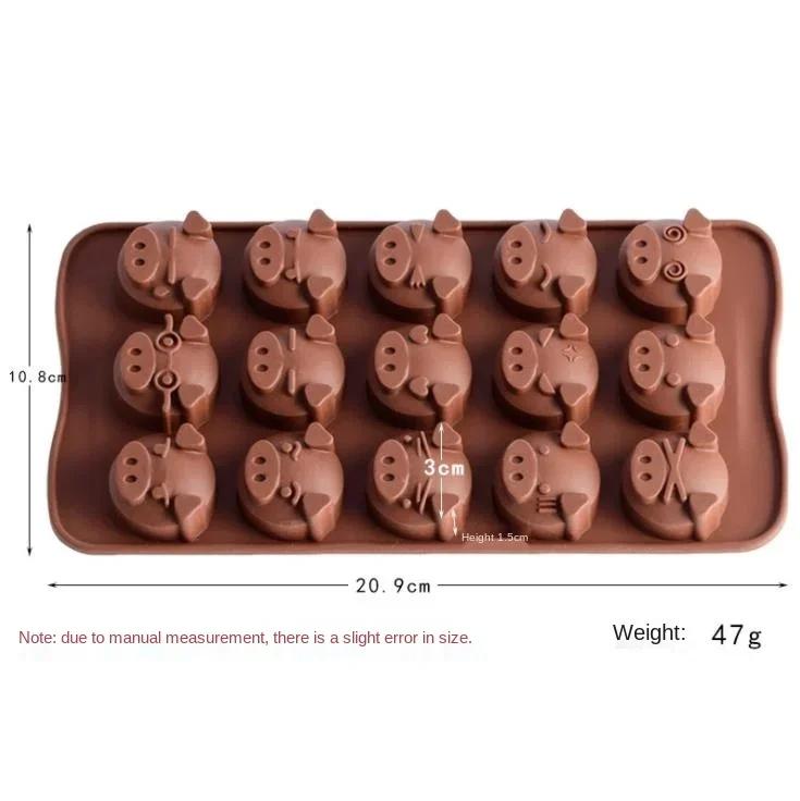 

15pcs Dinosaur Pig s Head Chocolate Cookie Silicone Mold Handmade Pastry Candy Cake Decoration Baking Mold Reusable Kitchen Tool