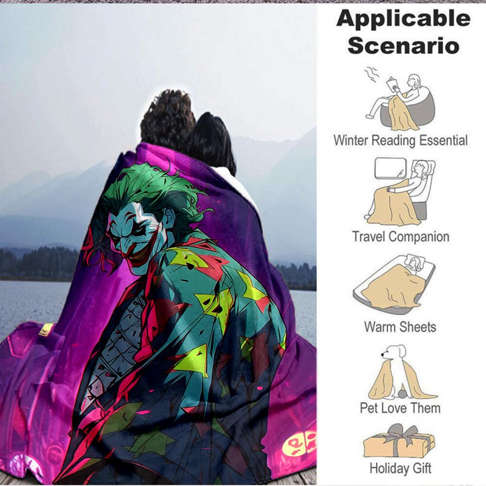 1pc Joker Clown Flannel Throw Blanket - Lightweight Soft Warm All-Season Blanket for Sofa, Bed, Travel, Camping  L1029051