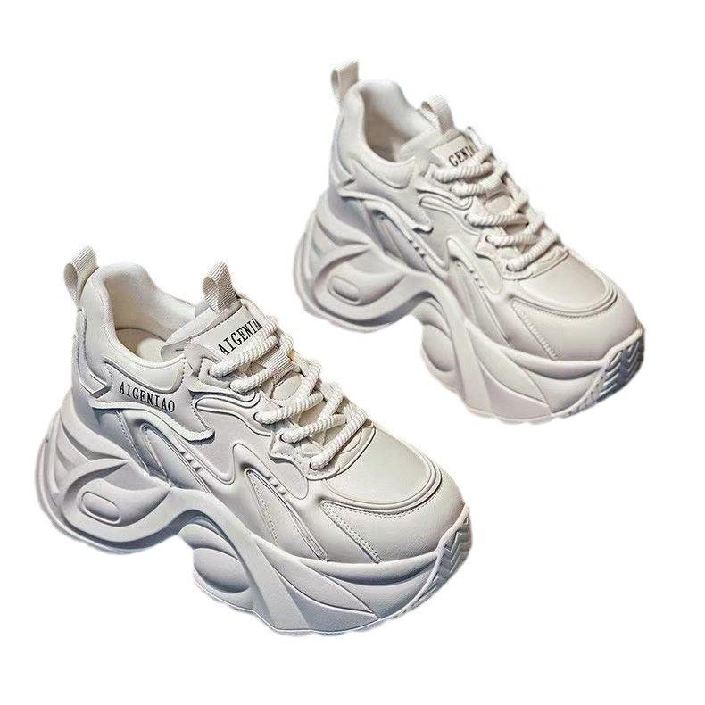 Inner height-increasing dad shoes women's autumn 2025 new thick-soled thin legs long dirt-resistant high-heeled casual shoes