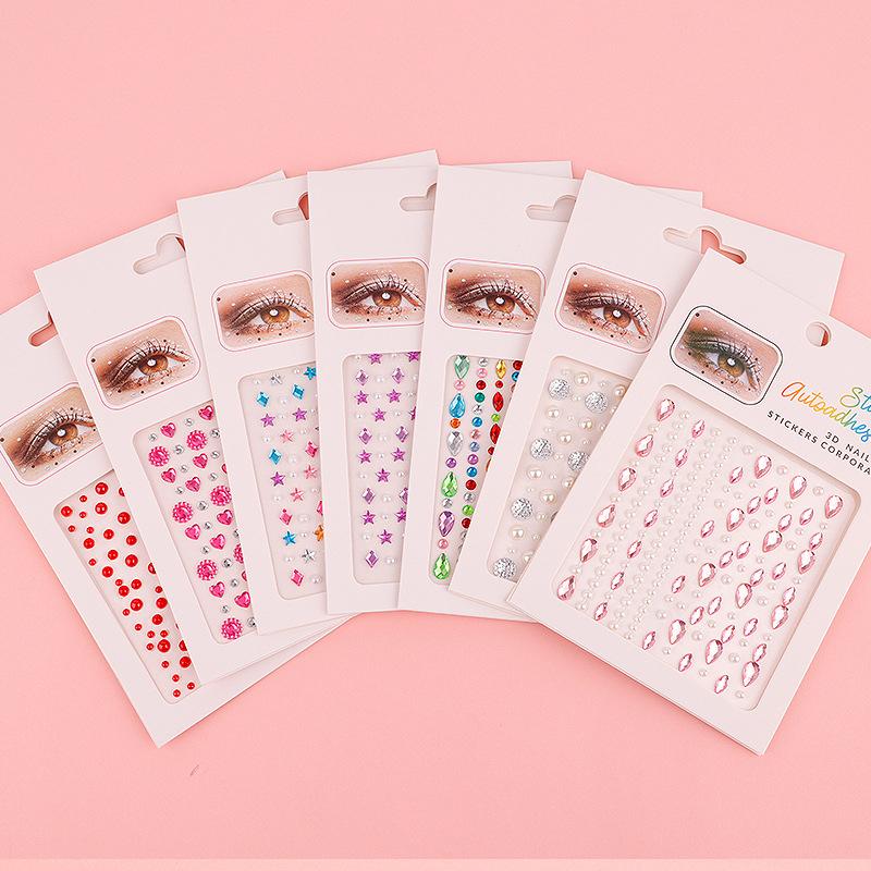 Face Diamond Gem Sticker 5D Colorful Tattoo Eyeshadow Stickers For Festival Nail Body Makeup Bling Jewel Diy Decor