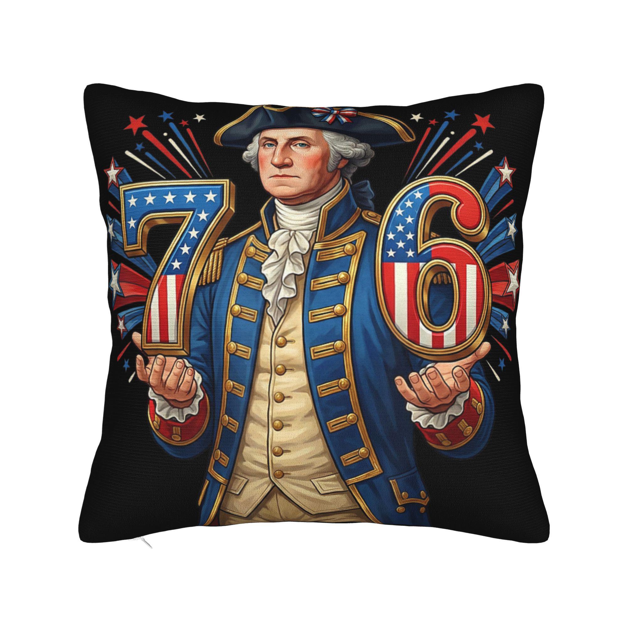 Pillow Case George Washington Playing Guitar th July th Anniversary Pillow Cover For Sofa Home Decoration Pillowcases 30cmx30cm