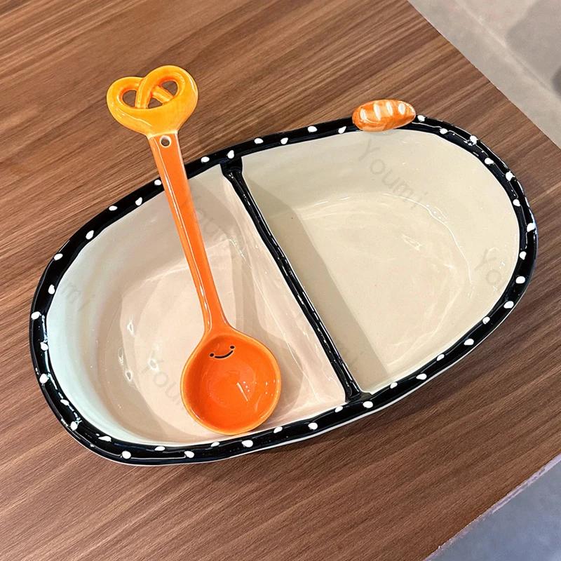 Creative Hand Painted Ceramic Plates Delicious Dishes Pasta Dining Plate Home Afternoon Tea Fruit Snack Exquisite Cute Tableware