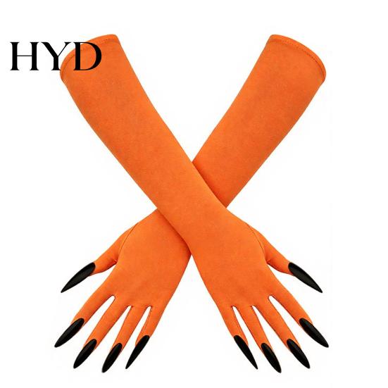 Creepy Long Nail Gloves 1 Pair Halloween Ghost Claw Gloves, Fingernail Witch Costume Durable Party Handwear Accessory, Dark Performance Prop