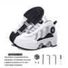 Unisex 4-Wheel Roller Skates Automatic Retractable Women's High Sneakers with Wheels Girls' Dual-Purpose Skating Sports Shoes