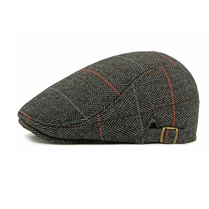 Autumn Winter Velvet Warm Peaked Cap Men's Wool Beret British Vintage Middle-Aged and Elderly Forward Cap