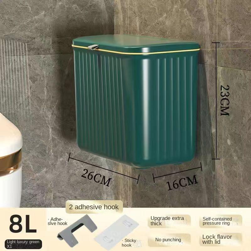 12/8L Kitchen Trash Can Hanging Household Hanging Storage Pail Toilet Toilet Paper Basket Kitchen Waste Wall Hanging Garbage Can