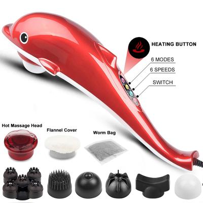 Electric Dolphin Heating Back Massager  Handheld Vibration Neck Body Massage Hammer Relax Health Massage Stick 7 In 1