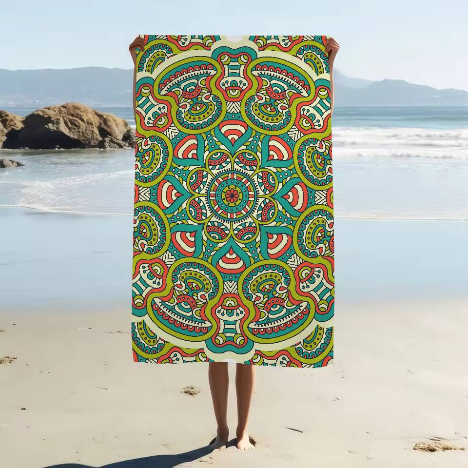 Classical Floral Pattern Bath Towel Microfiber Soft Water Absorbing Breathable For Girl Kids Decorative Cartoon Beach Towel