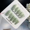 HANDMADE Artificial Nail Chinese Cheongsam Buttoned Flower Green Phototherapy Nails Fake Nails Reusable and Removable Nails