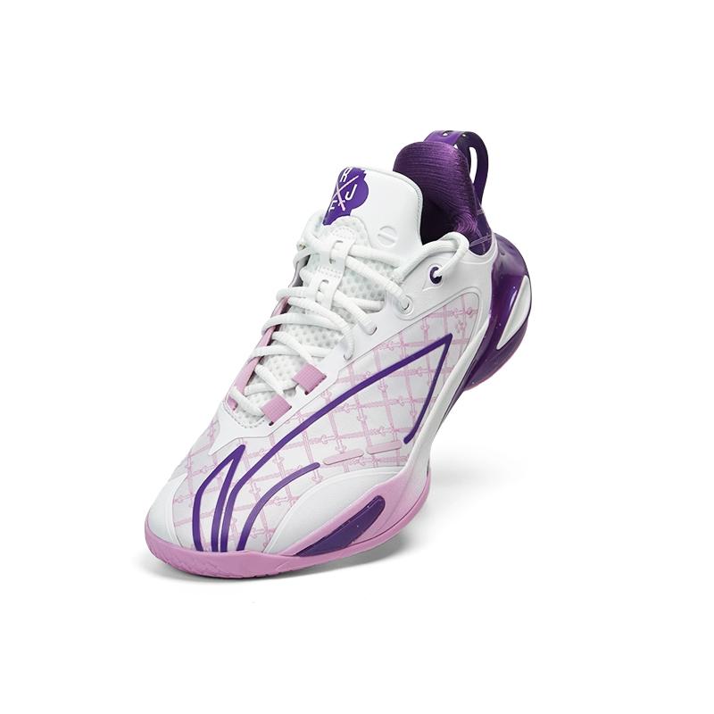 New LINING Flash Strike 11 Basketball Shoes Men's Low Top White Purple ABAU053-20