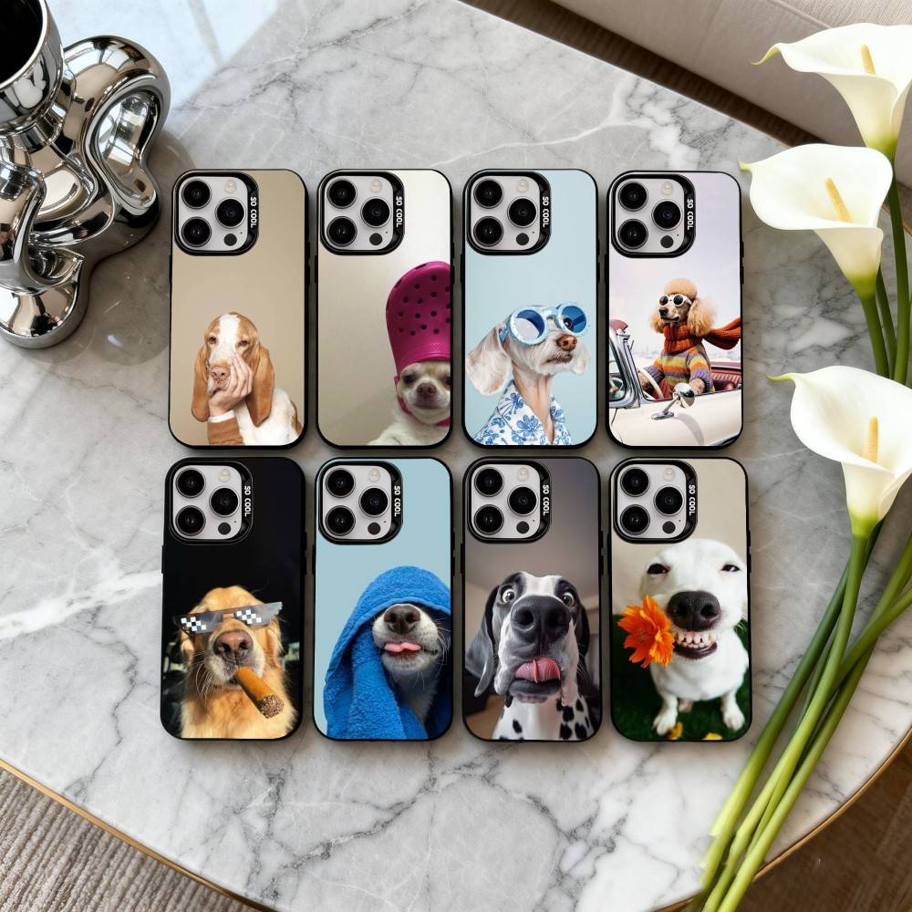 F-Funny A-Animal D-Dog-G Phone Case For iPhone17,16,15,14,13,12,11 Plus,Pro Max Black Candy Silver Phone Case