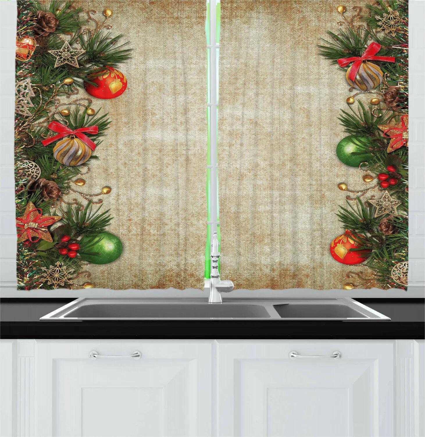 

Рождественский сезон Олень Снеговик Кухня Спальня Гостиная Оконные Шторы Оконные Шторы Карманные Карманы Новый Узор Высокое Затенение W55 X H120cm X 2&Grommet Top