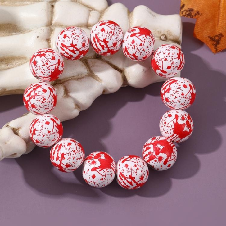 Skull Pumpkin Spiders Bead Bracelet Elastic Wristband Jewelry Stackable Bangl