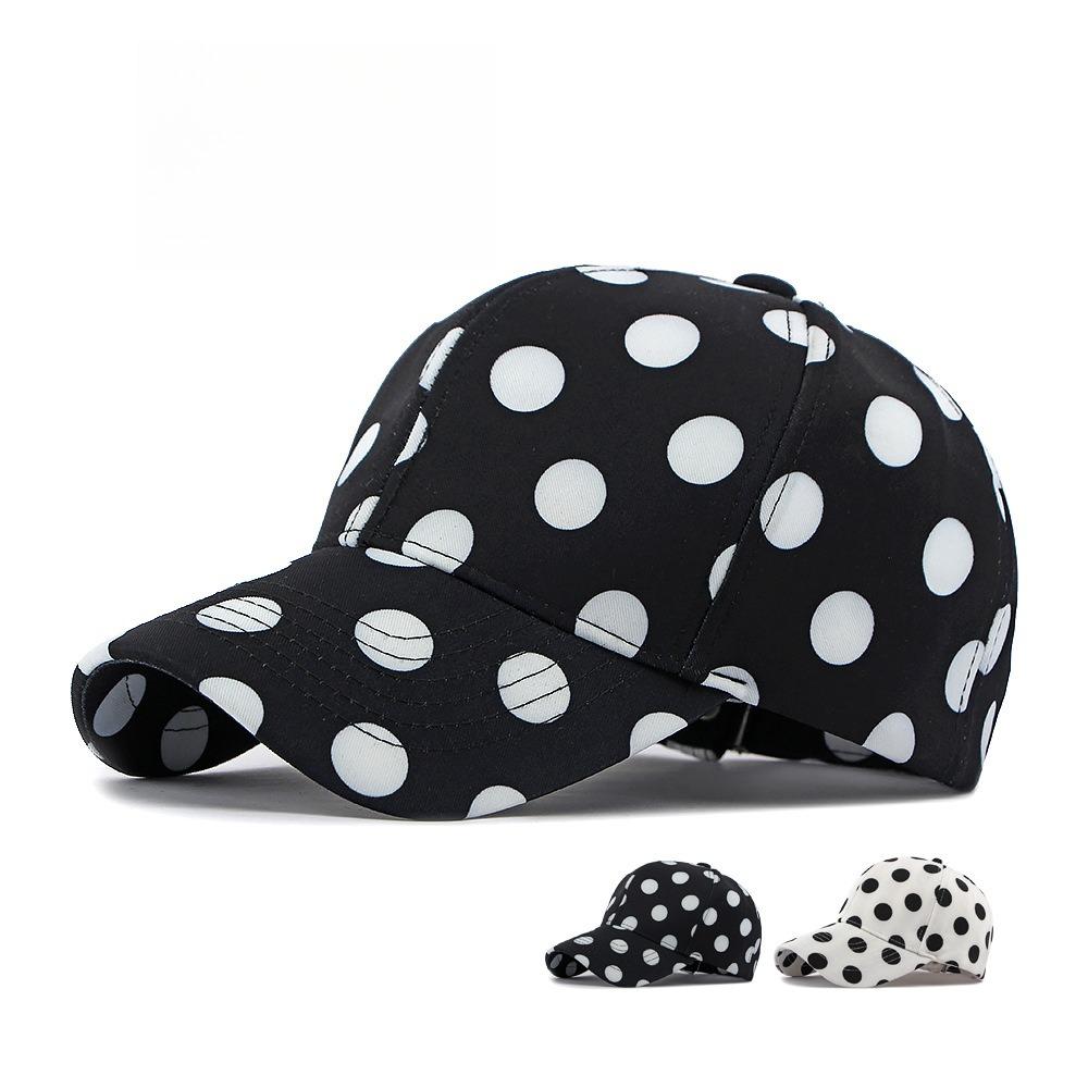 Women’s Korean-Style Polka Dot Hard-Top Baseball Cap, Casual Sun Protection Duckbill Hat for Spring and Autumn