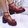 Fashion Comemore Belt Buckle Chunky Platform Mary Janes Shoes Woman High Heels Ankle Strap Pumps Women Spring 2025 Plus Size Lotita Shoe