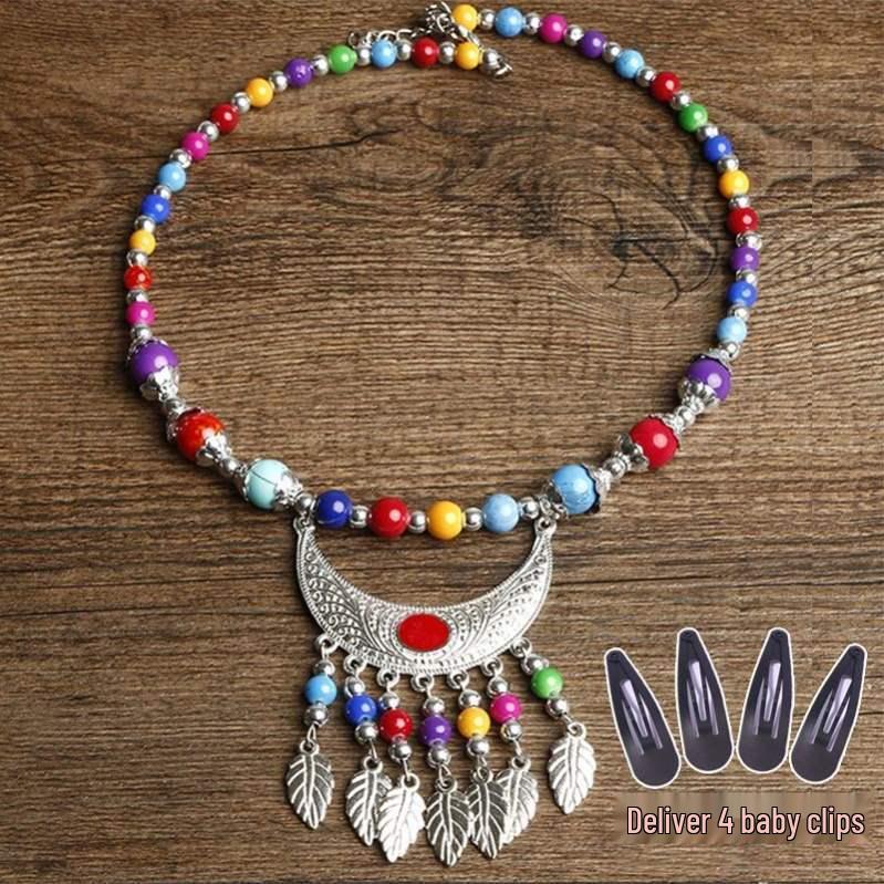 Children s Ethnic Dance Costume: Guangxi Zhuang & Miao Yao Headwear and Choker Necklace