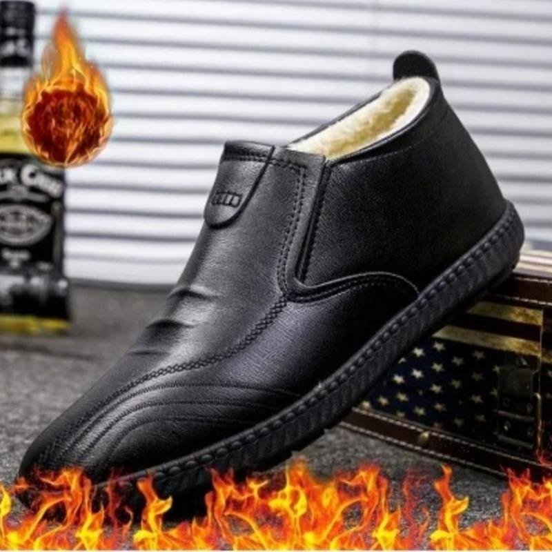 

Men Casual Loafers Comfortable Lightweigh Walking Footwear Moccasins Breathable Slip on Male PU Leather Fleece Warm Shoes 39