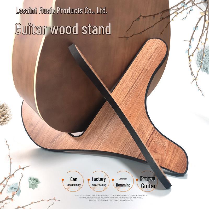 Wooden Stand for Guitar & Ukulele - Fits Folk, Classical, and Electric Guitars