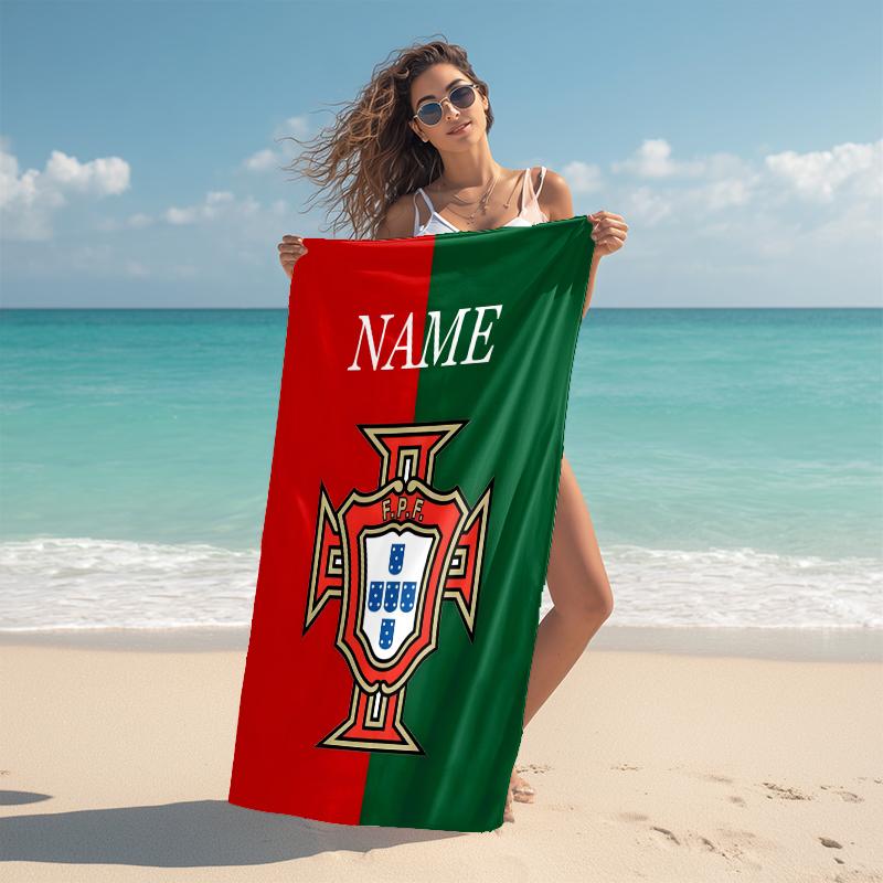 Personalized Portugal's National Emblem Beach Towel Microfiber Beach Towel Thin Absorbent for Beach Swimming Yoga Bath Sports. 0910170