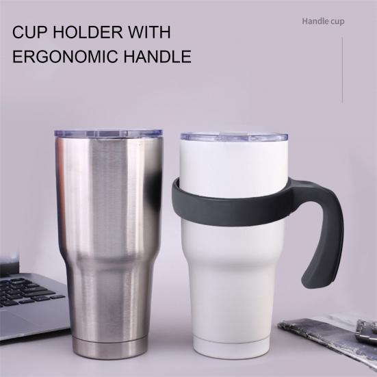 2 Pcs Tumbler Handle Attachment Ergonomic Grip Anti Slip Car Cup Holders BPA Free Travel Mug Handles for 20/32oz Tumbler Cup Accessories