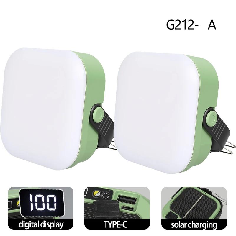 Solar Camping Lights 12 Modes Type C Rechargeable Lamp Outdoor Hanging Light Portable Fill Lantern Work Maintenance Lighting
