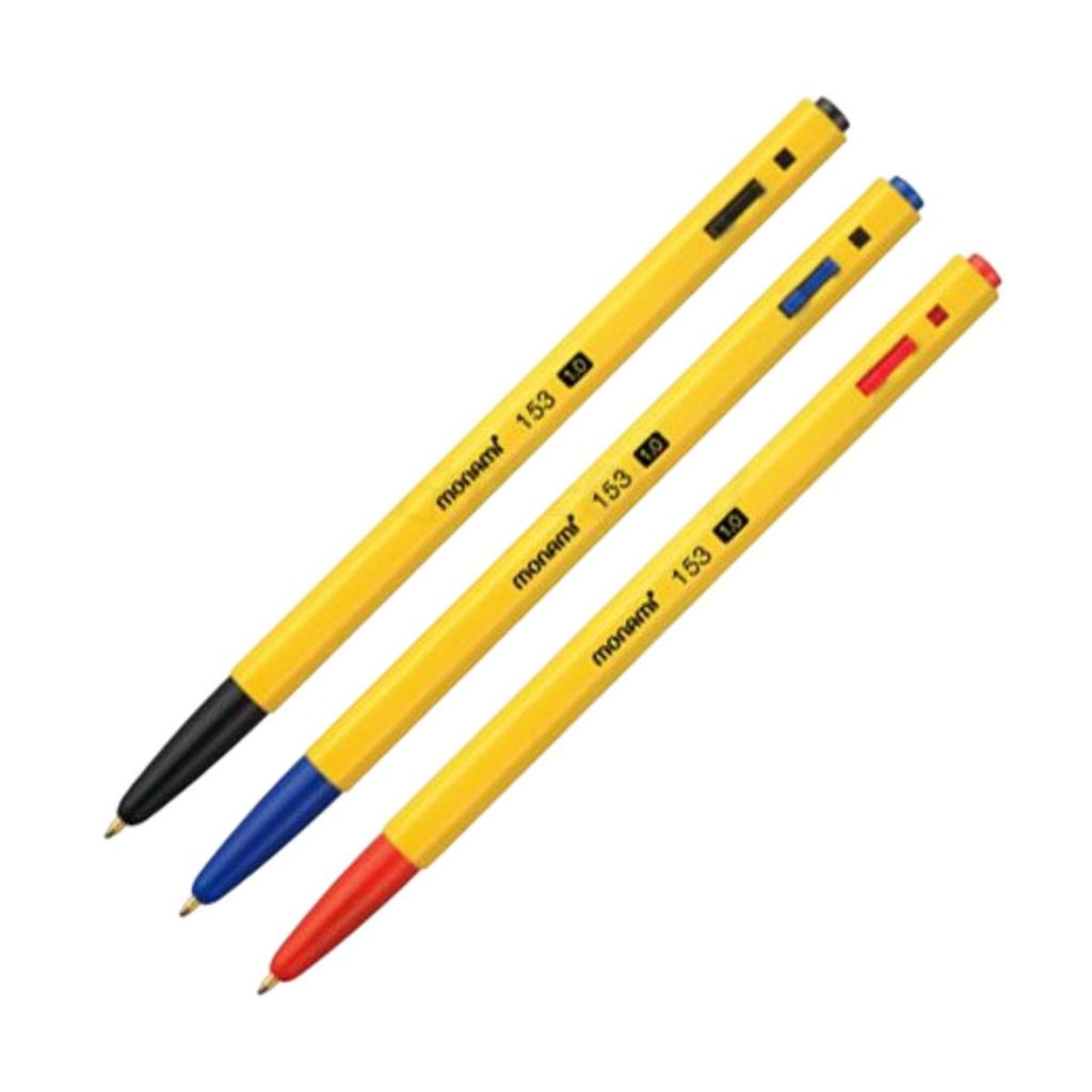 Monami 153 Ballpoint Pen 1.0mm Bold (12pcs/1 Set) 3 Colors/ Back To School College Student Pen Smooth Writing K-Stationery