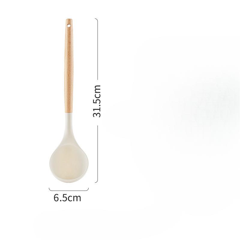 Silicone Wooden Handle Spatula Household Kitchen High Temperature Resistant Non-Stick Pan Cooking Spatula Frying Spatula Soup Spoon Utensils