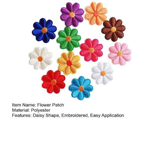 12Pcs Iron-on Flower Patches Cute Embroidered Daisy Applique Sew on Flower Applique for Clothing Jackets Bags Hats Jeans DIY Repair Decoration